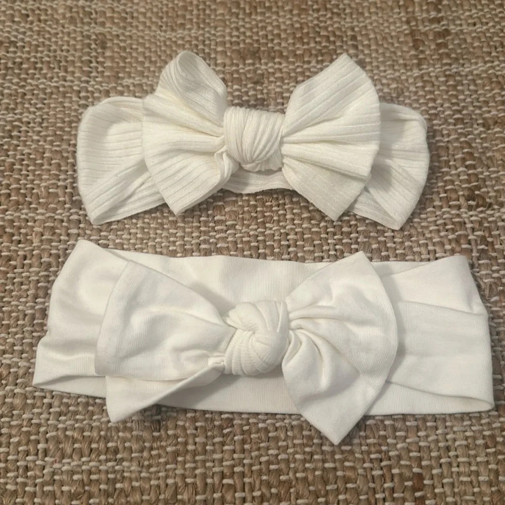 Bundle of white baby hair bows headbands